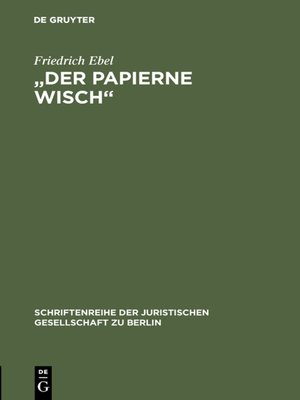 cover image of "Der papierne Wisch"